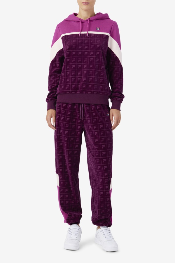 Lorri Velour Hoodie ענבים יין/רוז\'/פוטפורי פילה