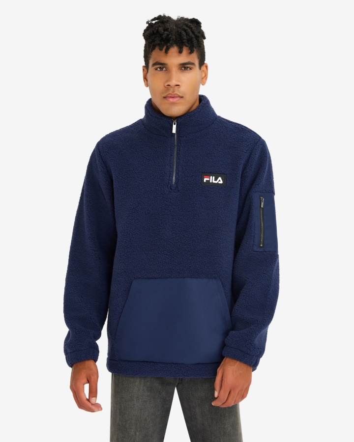 New Navy גברים Cole טדי Qtr Zip Fila