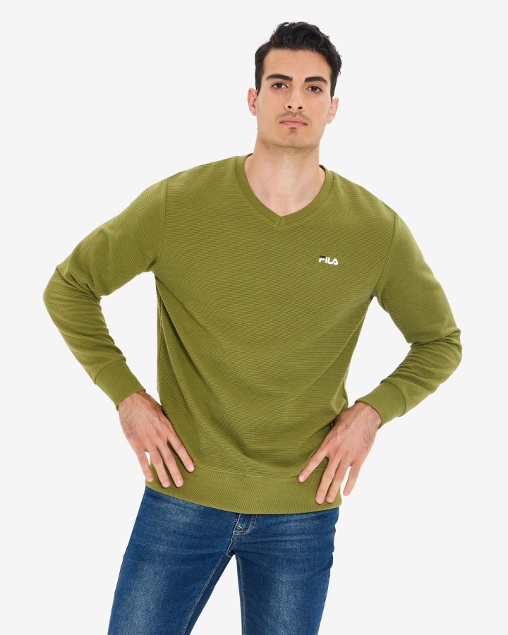 Fila עם צווארון V של גברים זית