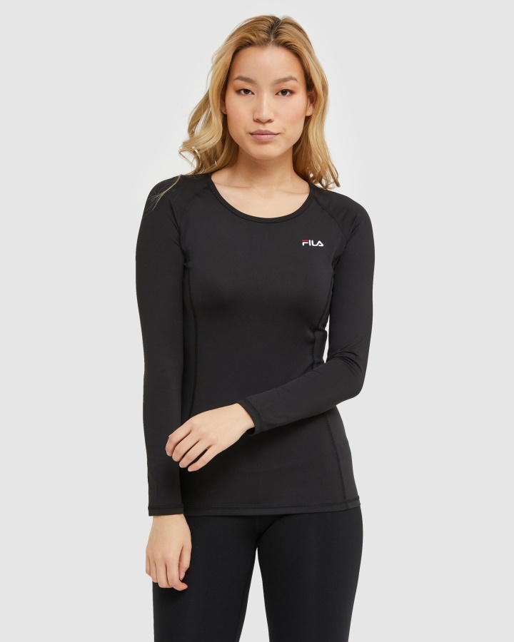 T-shirt ל-fila קלאסי לנשים שחור