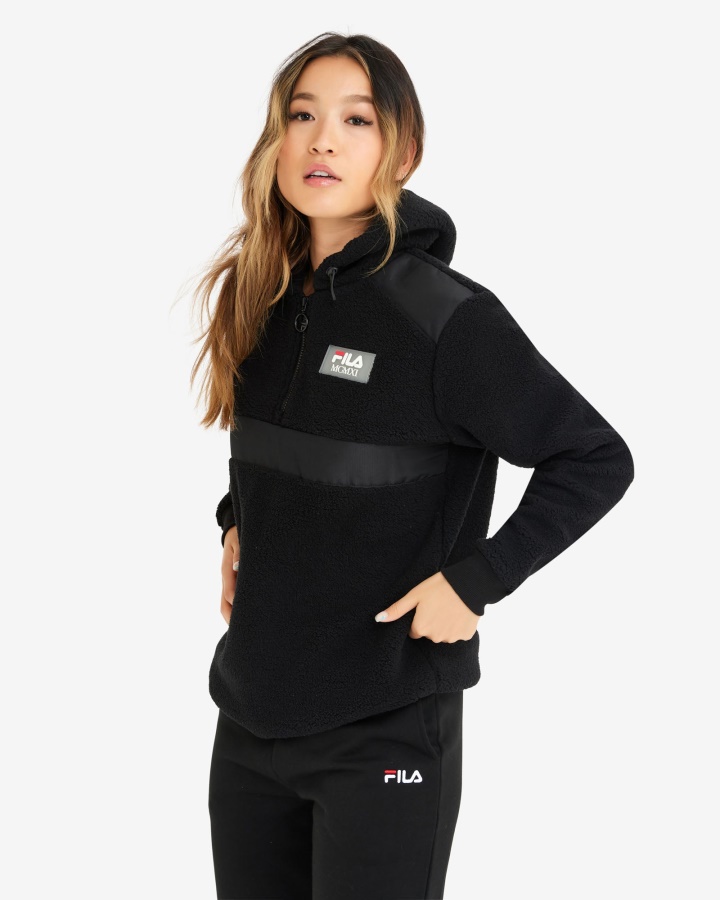 טדי ג'נט שחור לנשים Qtr Zip Fila