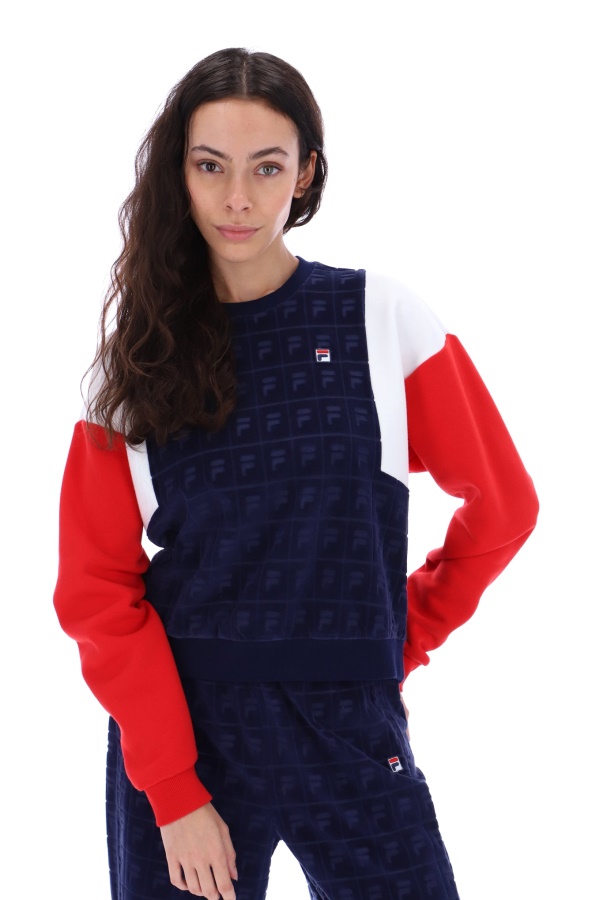 סווטשירט של Lucy Velour Crew Fila